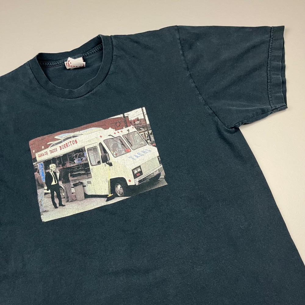 VTG Gama-Go T-Shirt Mens S Black 2006 Taco Truck Graphic Print Streetwear Tee
